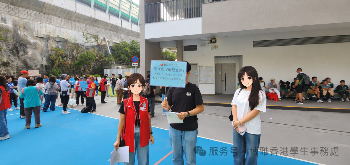 義工們分組領取探訪物資與臂章